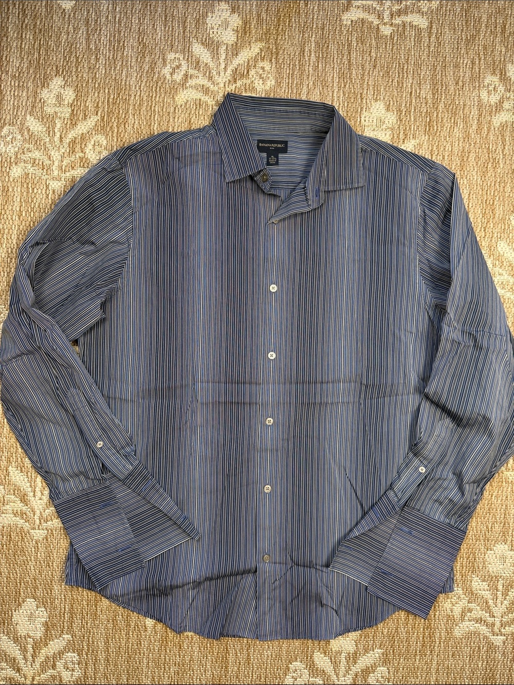 Banana Republic Navy and Light Blue Pinstripe Dress Shirt